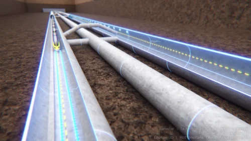 Modélisation technique et artistique de l'Eurostar par un graphiste 3D freelance.