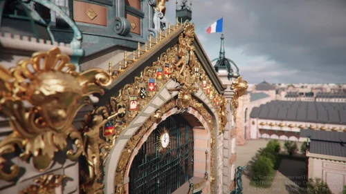 Simulation de construction d'un monument historique réalisée avec Blender.